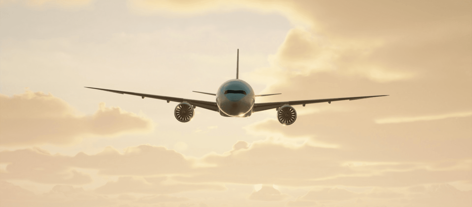 airplane flying through clouds in the sky