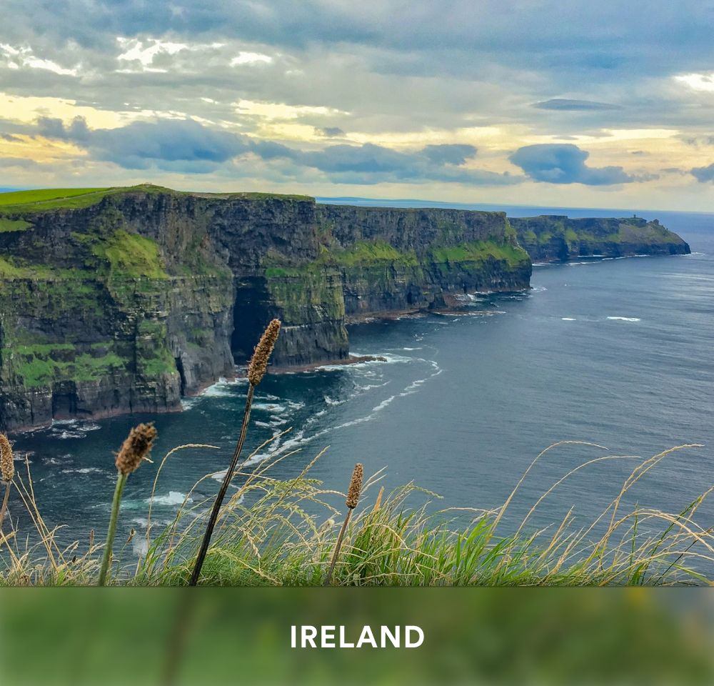 Scenic view of the Cliffs of Moher along Ireland’s rugged Atlantic coastline