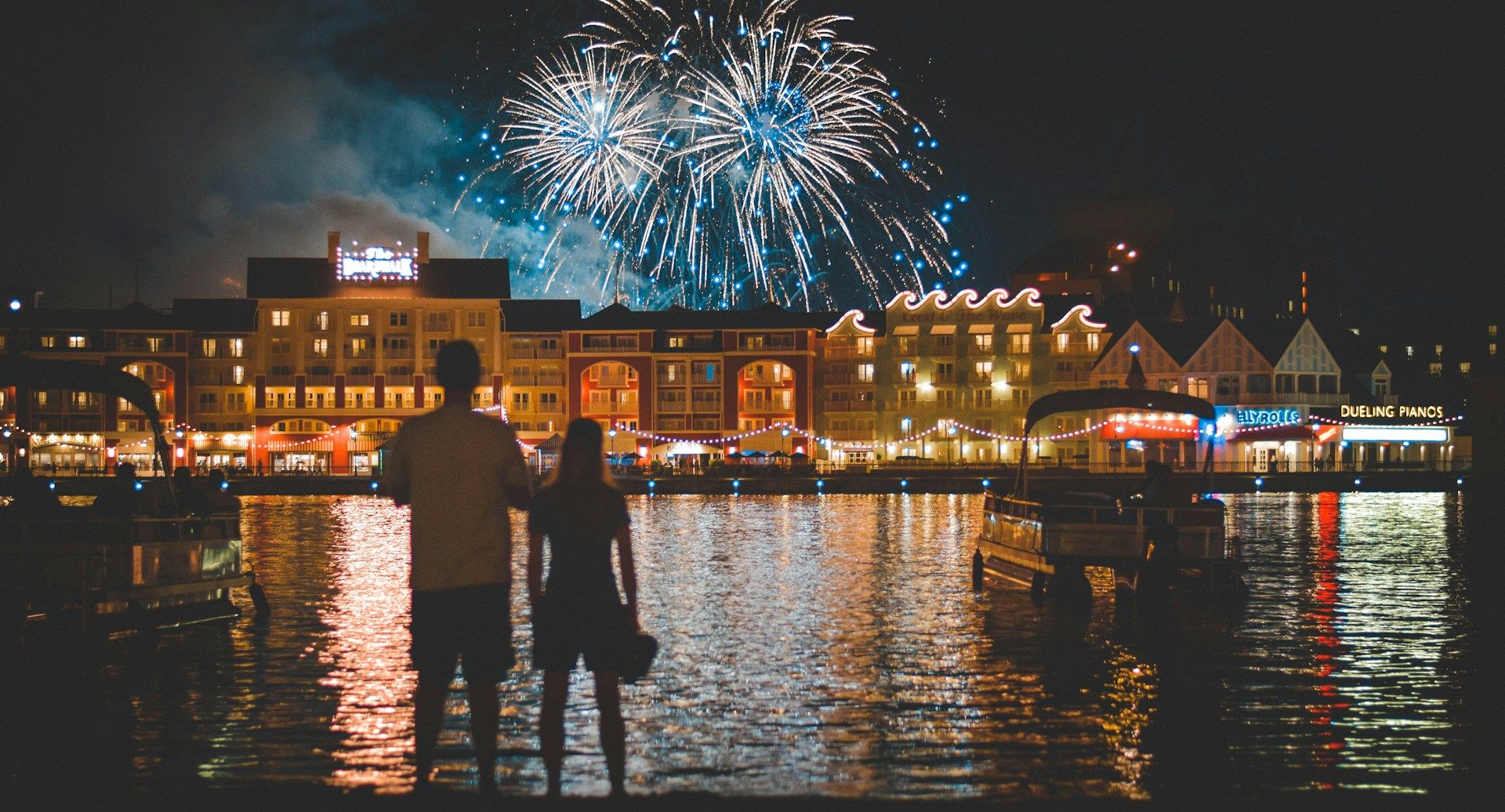 Couple watching fireworks at Walt Disney World